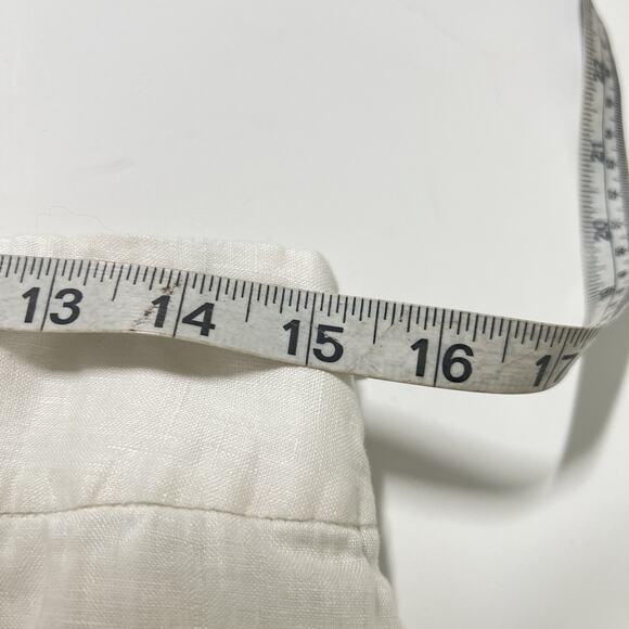 Ann Taylor 100% Linen A Line Skirt Size 8 White Blue Embroidered Floral Lined - Picture 11 of 12